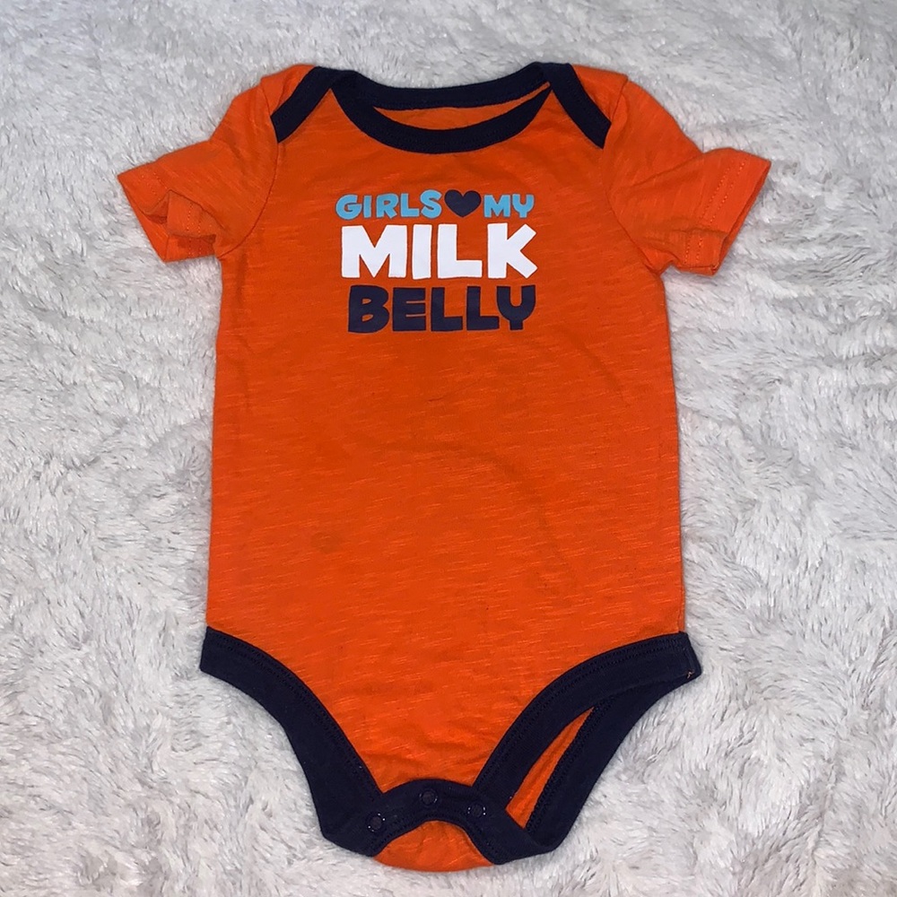 (3 for $10) George orange 6-12 month girls love my milk belly bodysuit